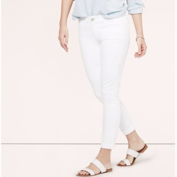 Loft White Curvy Cuffed Crop Jeans Nwt 